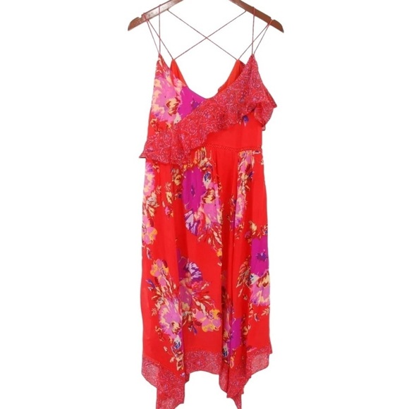 Anthropologies Maeve Grecia Orange Floral Ruffle Strap Dress Size 6 - Picture 5 of 6